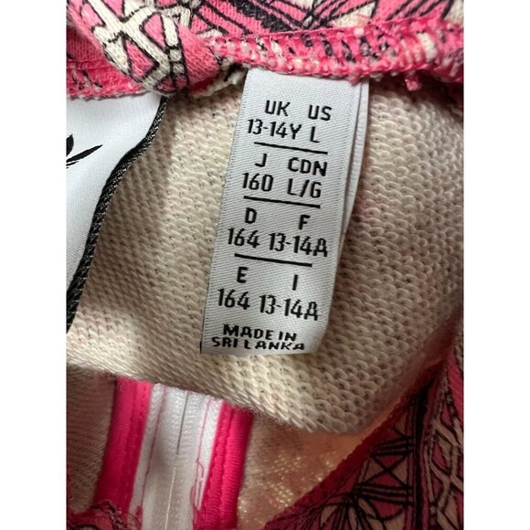 Adidas Girls L Pink Pattern Dress Full Zip Short Sleeve Sporty Track Tennis Logo - Picture 2 of 11